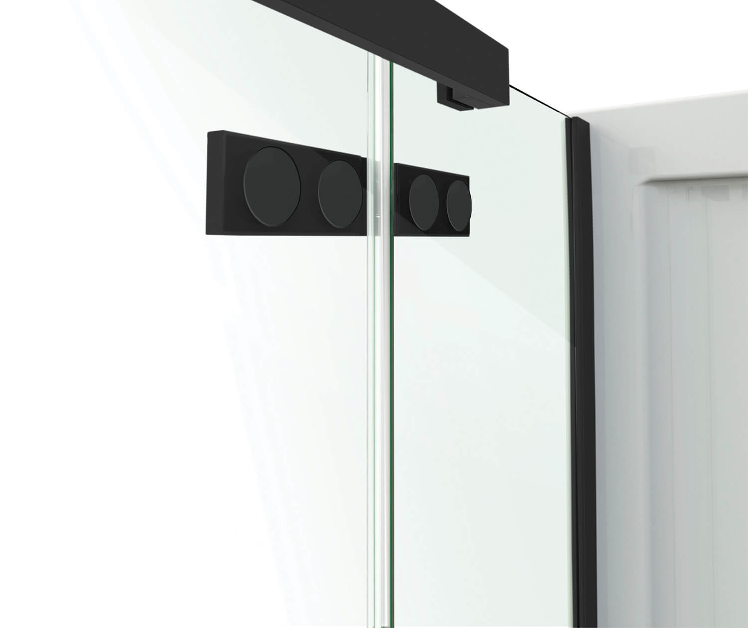 Davana Rectangular 42 x 34 x 75 in. 8mm Pivot Shower Door for Corner Installation with Clear glass in Matte Black - Plumbing Market