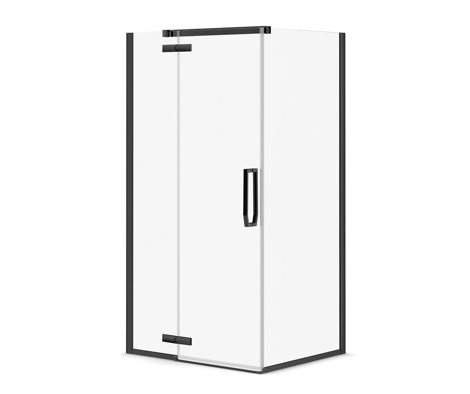 Davana Rectangular 42 x 34 x 75 in. 8mm Pivot Shower Door for Corner Installation with Clear glass in Matte Black - Plumbing Market