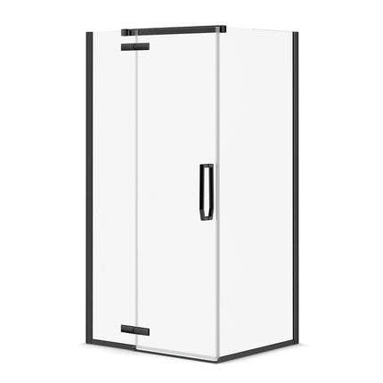 Davana Rectangular 42 x 34 x 75 in. 8mm Pivot Shower Door for Corner Installation with Clear glass in Matte Black - Plumbing Market