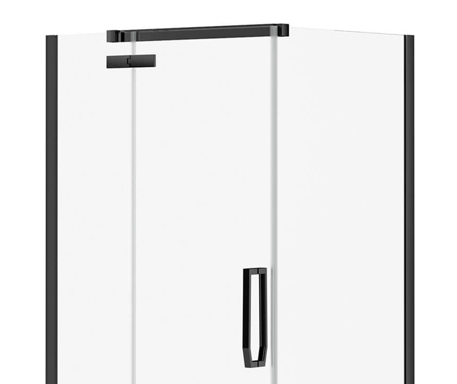 Davana Rectangular 42 x 34 x 75 in. 8mm Pivot Shower Door for Corner Installation with Clear glass in Matte Black - Plumbing Market