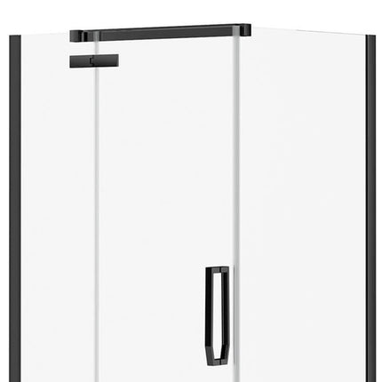 Davana Rectangular 42 x 34 x 75 in. 8mm Pivot Shower Door for Corner Installation with Clear glass in Matte Black - Plumbing Market