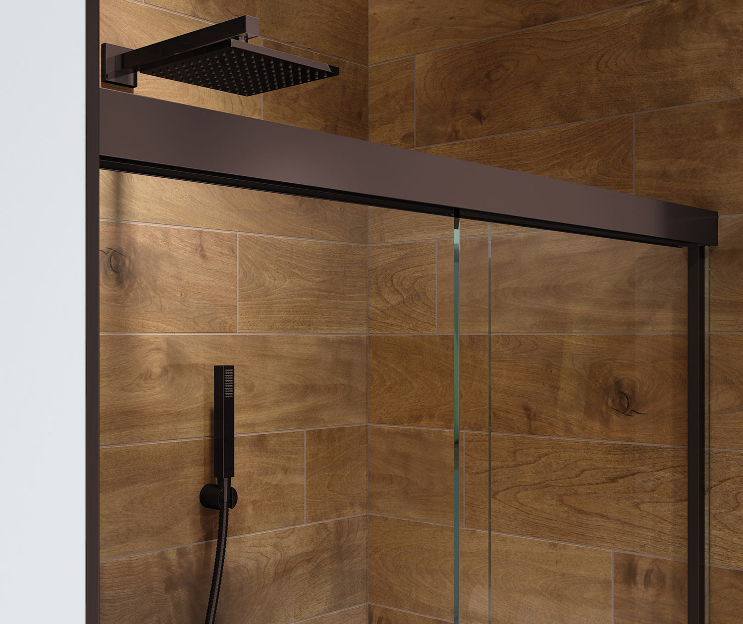 Incognito 70 56-59 x 70 ½ in. 6 mm Bypass Shower Door for Alcove Installation with Clear glass in Dark Bronze - Plumbing Market