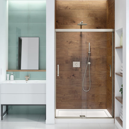 Incognito 70 44-47 x 70 ½ in. 8 mm Bypass Shower Door for Alcove Installation with Clear glass in Brushed Nickel - Plumbing Market