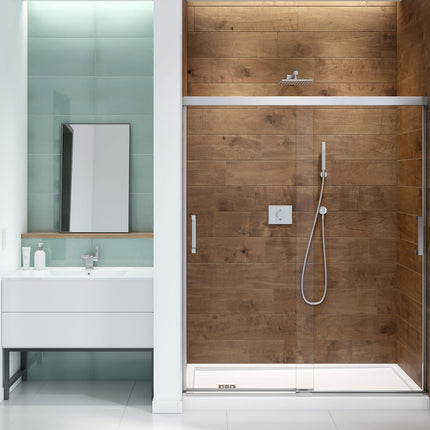 Incognito 70 56-59 x 70 ½ in. 8 mm Bypass Shower Door for Alcove Installation with Clear glass in Chrome - Plumbing Market