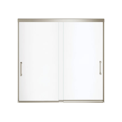 Incognito 56-59 x 56 3/4 in. 8 mm Bypass Tub Door for Alcove Installation with Clear glass in Brushed Nickel - Plumbing Market