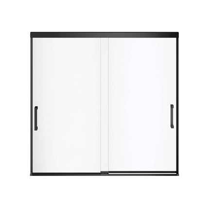 Incognito 57 56-59 x 56 ¾ in. 8mm Bypass Tub Door for Alcove Installation with Clear glass in Matte Black - Plumbing Market