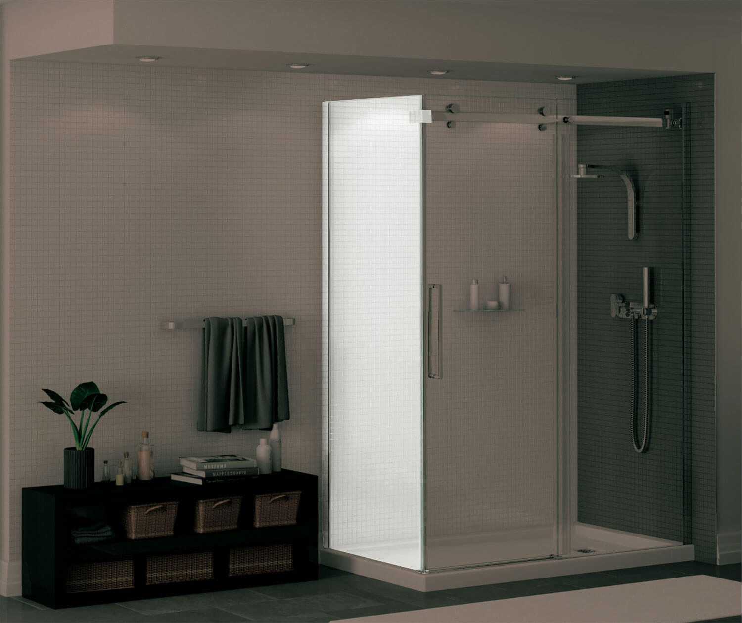 Halo Return Panel for 30 in. Base with Clear glass in Chrome - Plumbing Market