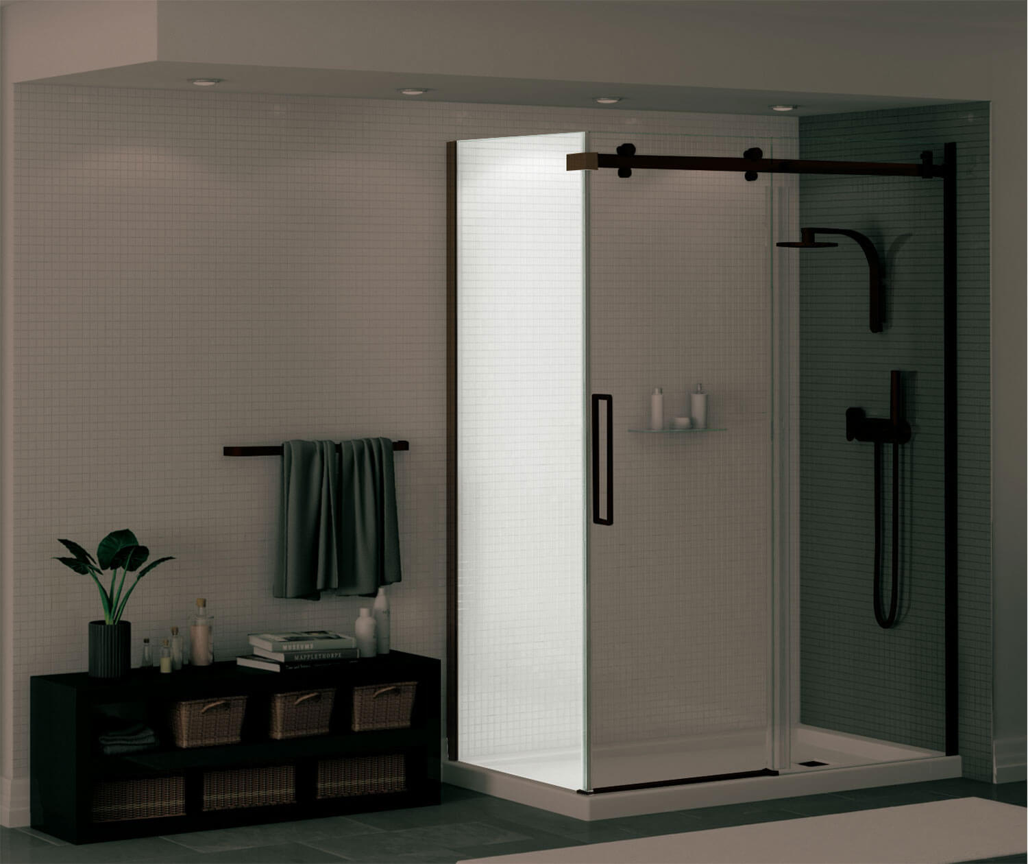 Halo Return Panel for 30 in. Base with Clear glass in Dark Bronze - Plumbing Market