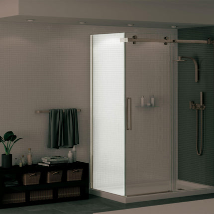 Halo Return Panel for 30 in. Base with Clear glass in Brushed Nickel - Plumbing Market