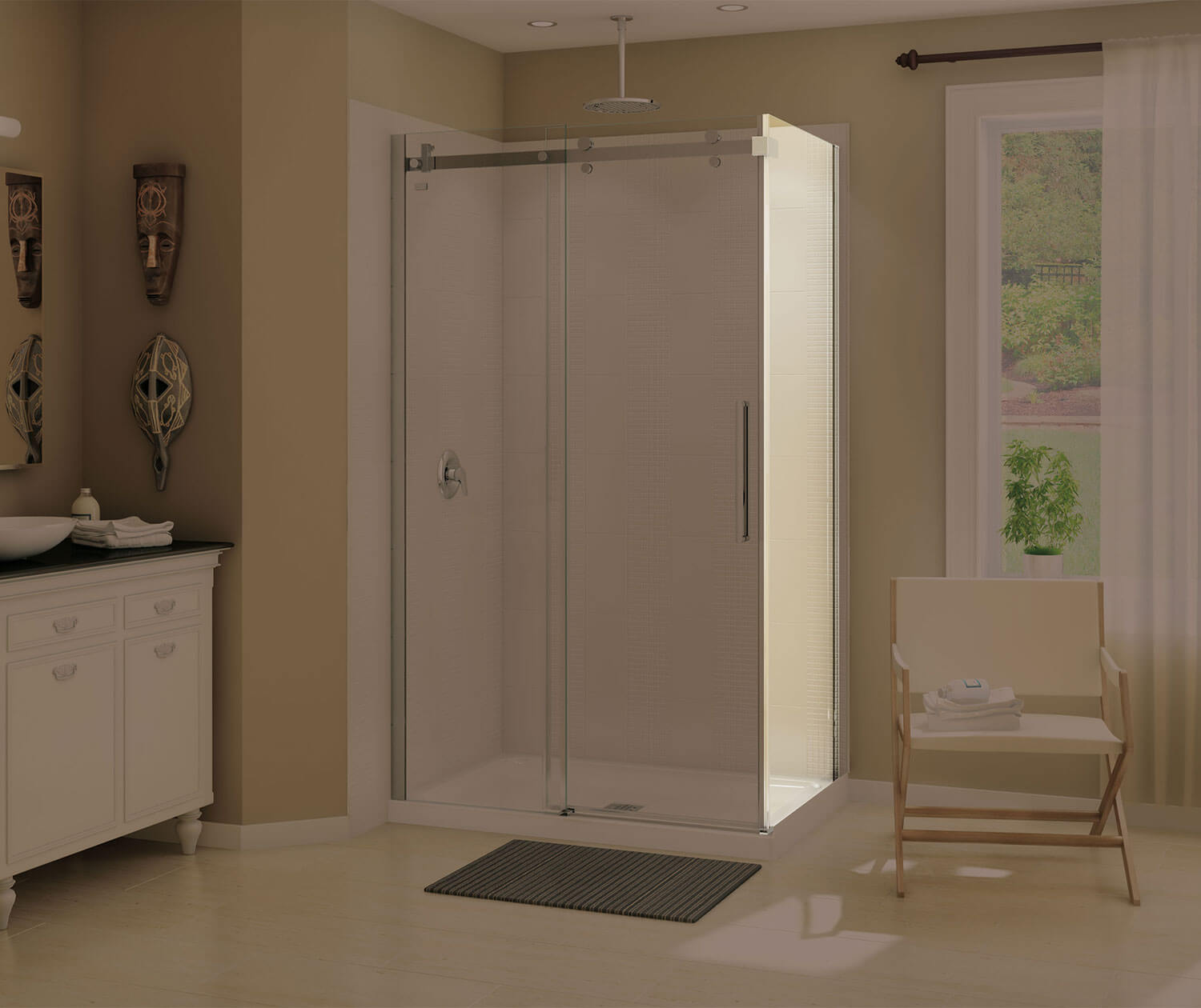 Halo Return Panel for 36 in. Base with Clear glass in Chrome - Plumbing Market