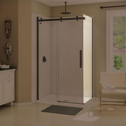 Halo Return Panel for 36 in. Base with Clear glass in Dark Bronze - Plumbing Market