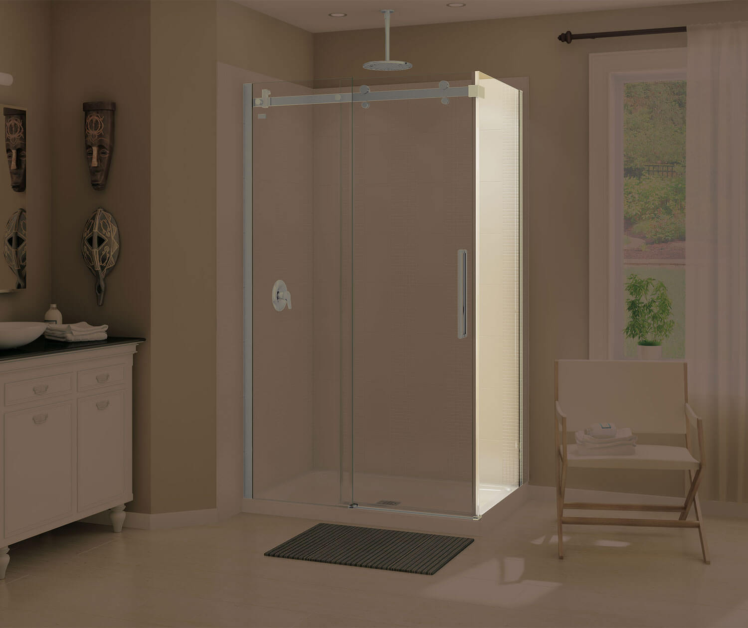 Halo Return Panel for 36 in. Base with Clear glass in Brushed Nickel - Plumbing Market