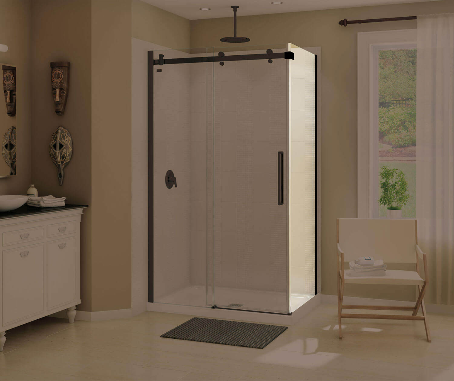 Halo Return Panel for 36 in. Base with Clear glass in Matte Black - Plumbing Market