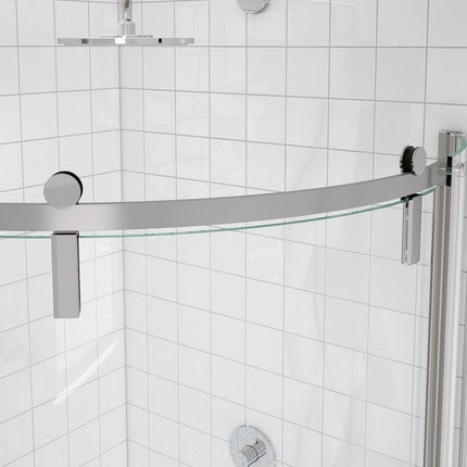 Maax Outback Round 36 x 36 x 75 5/8 in. 8mm Sliding Shower Door for Corner Installation with Clear glass in Chrome 139410-900-084-001 - Plumbing Market