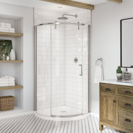 Maax Outback Round 36 x 36 x 75 5/8 in. 8mm Sliding Shower Door for Corner Installation with Clear glass in Chrome 139410-900-084-001 - Plumbing Market