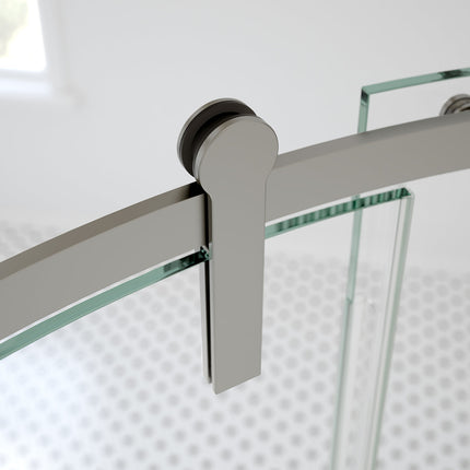 Maax Outback Round 36 x 36 x 75 5/8 in. 8mm Sliding Shower Door for Corner Installation with Clear glass in Brushed Nickel 139410-900-305-001 - Plumbing Market