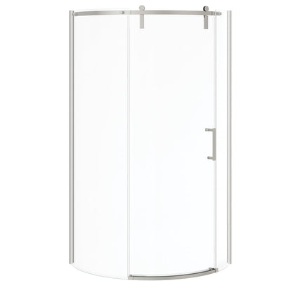 Maax Outback Round 36 x 36 x 75 5/8 in. 8mm Sliding Shower Door for Corner Installation with Clear glass in Brushed Nickel 139410-900-305-001 - Plumbing Market