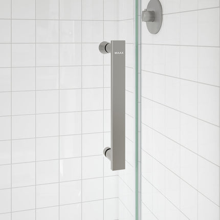 Maax Outback Round 36 x 36 x 75 5/8 in. 8mm Sliding Shower Door for Corner Installation with Clear glass in Brushed Nickel 139410-900-305-001 - Plumbing Market