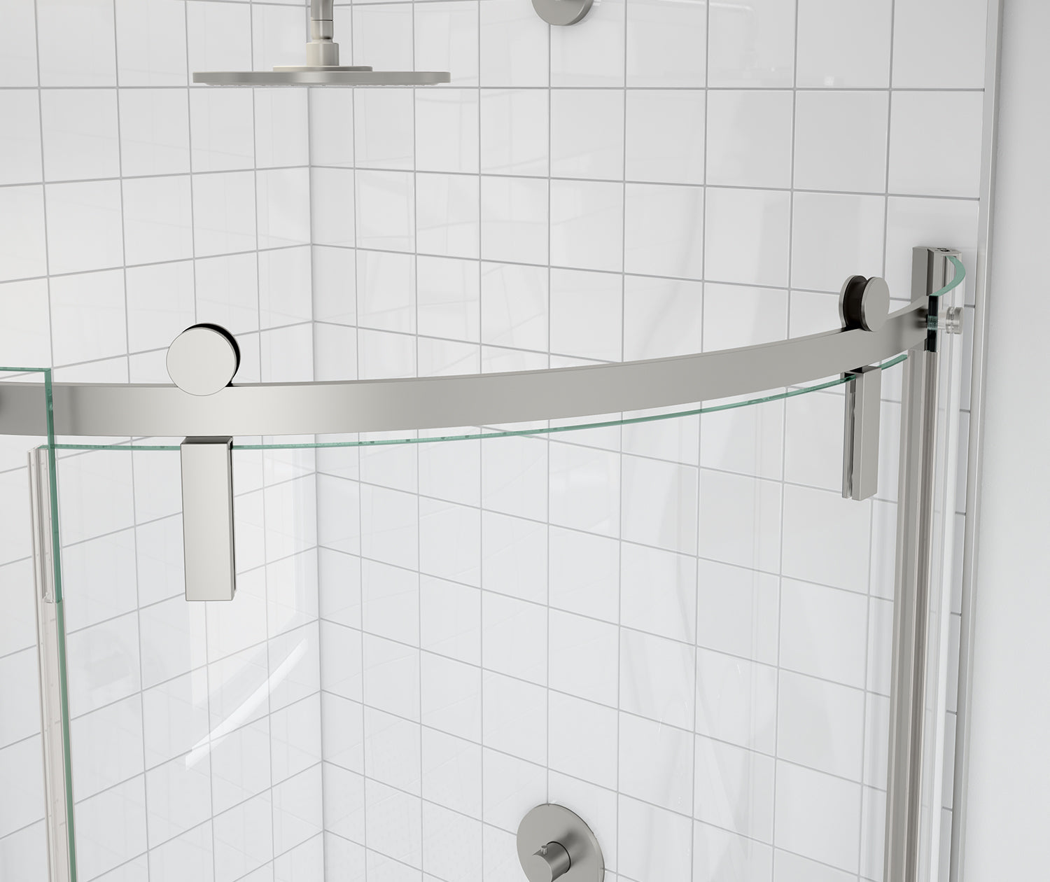 Maax Outback Round 36 x 36 x 75 5/8 in. 8mm Sliding Shower Door for Corner Installation with Clear glass in Brushed Nickel 139410-900-305-001 - Plumbing Market