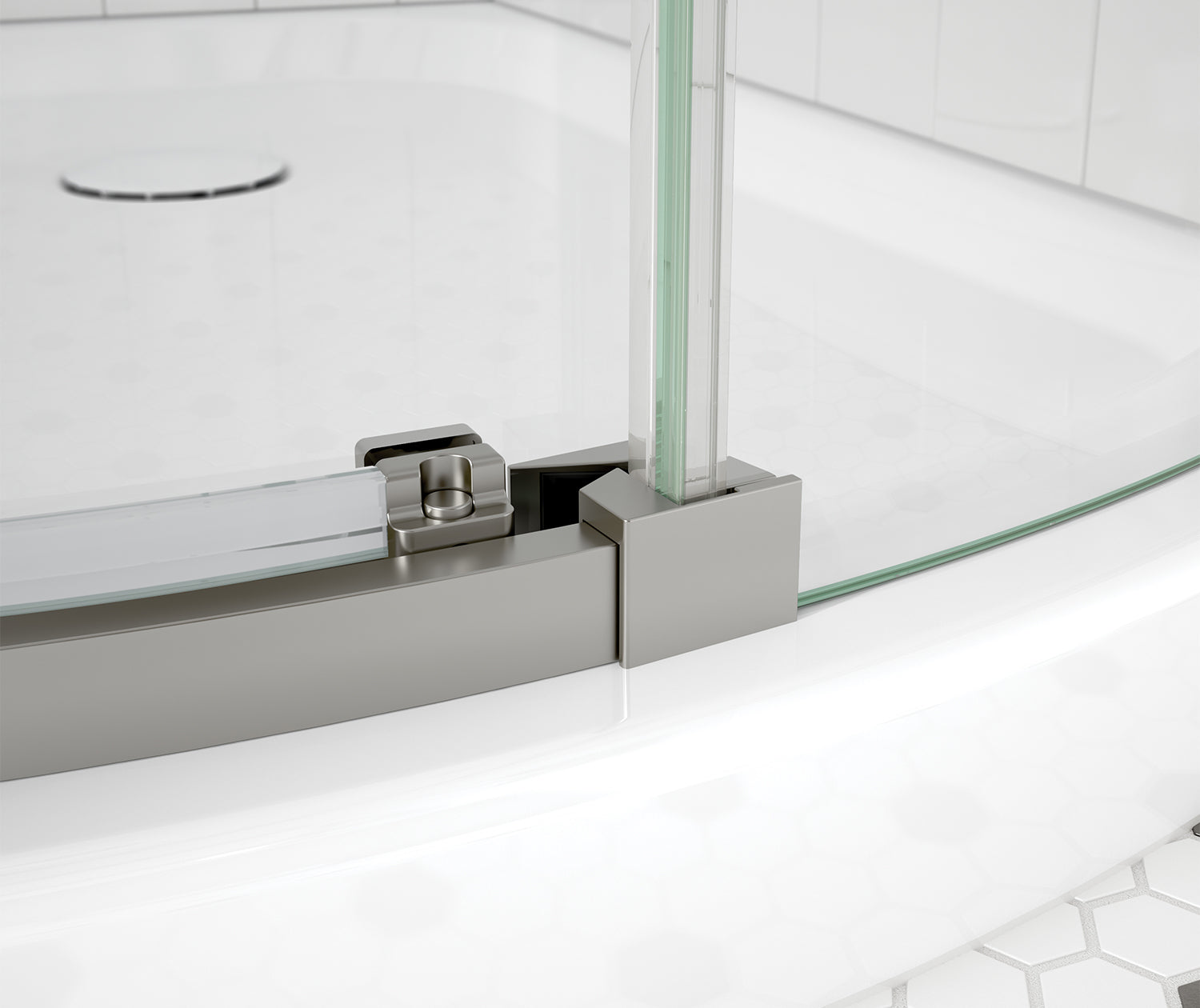 Maax Outback Round 36 x 36 x 75 5/8 in. 8mm Sliding Shower Door for Corner Installation with Clear glass in Brushed Nickel 139410-900-305-001 - Plumbing Market