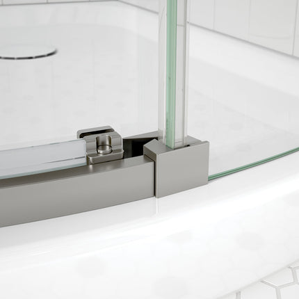 Maax Outback Round 36 x 36 x 75 5/8 in. 8mm Sliding Shower Door for Corner Installation with Clear glass in Brushed Nickel 139410-900-305-001 - Plumbing Market