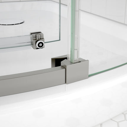 Maax Outback Round 36 x 36 x 75 5/8 in. 8mm Sliding Shower Door for Corner Installation with Clear glass in Brushed Nickel 139410-900-305-001 - Plumbing Market
