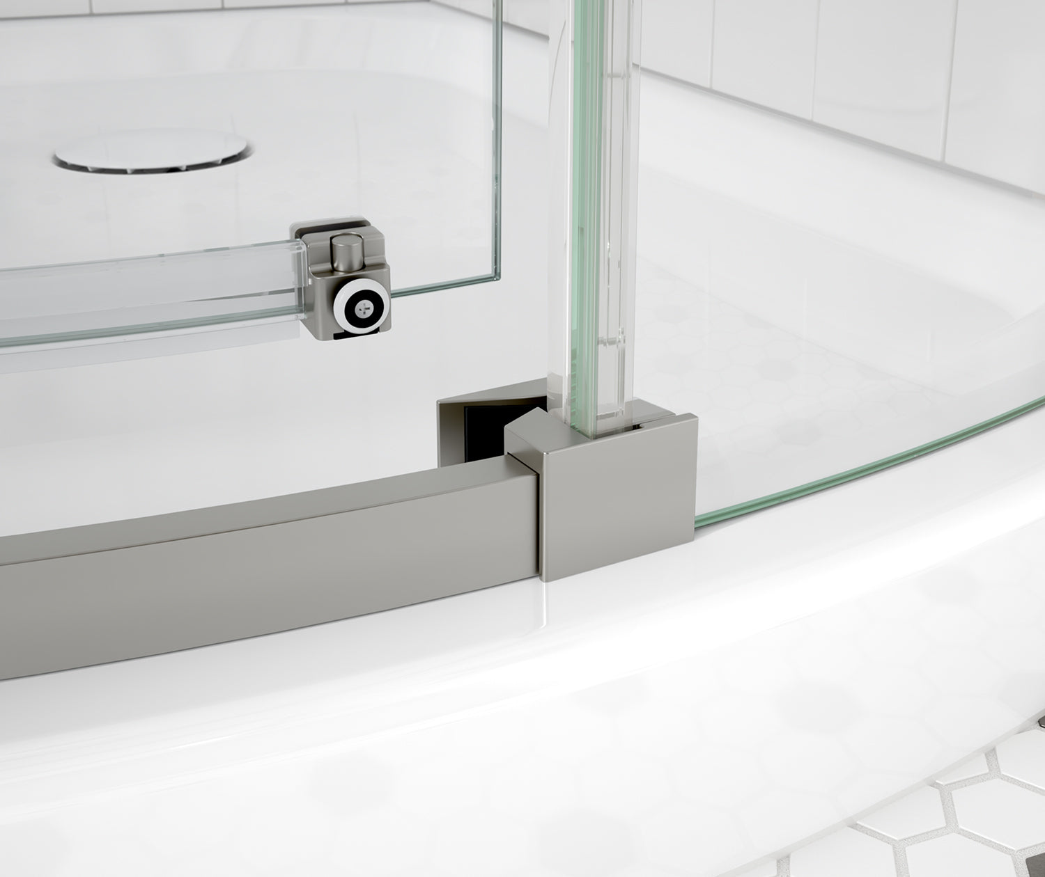 Maax Outback Round 36 x 36 x 75 5/8 in. 8mm Sliding Shower Door for Corner Installation with Clear glass in Brushed Nickel 139410-900-305-001 - Plumbing Market
