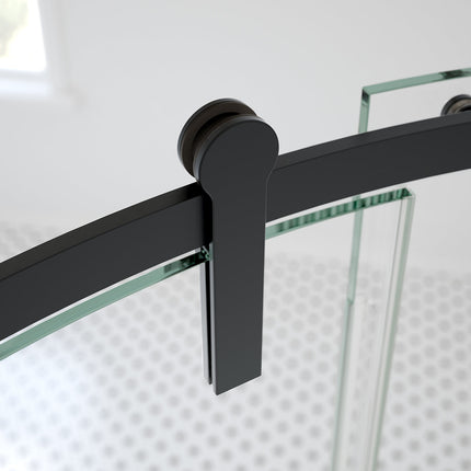 Maax Outback Round 36 x 36 x 75 5/8 in. 8mm Sliding Shower Door for Corner Installation with Clear glass in Matte Black 139410-900-340-001 - Plumbing Market