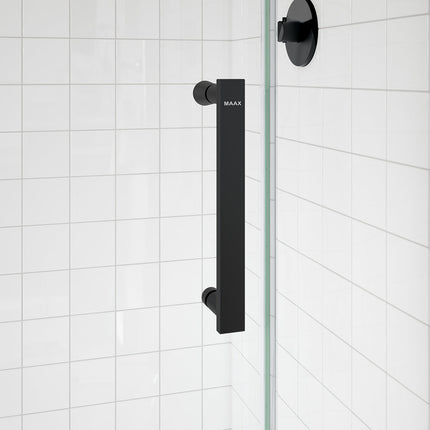 Maax Outback Round 36 x 36 x 75 5/8 in. 8mm Sliding Shower Door for Corner Installation with Clear glass in Matte Black 139410-900-340-001 - Plumbing Market