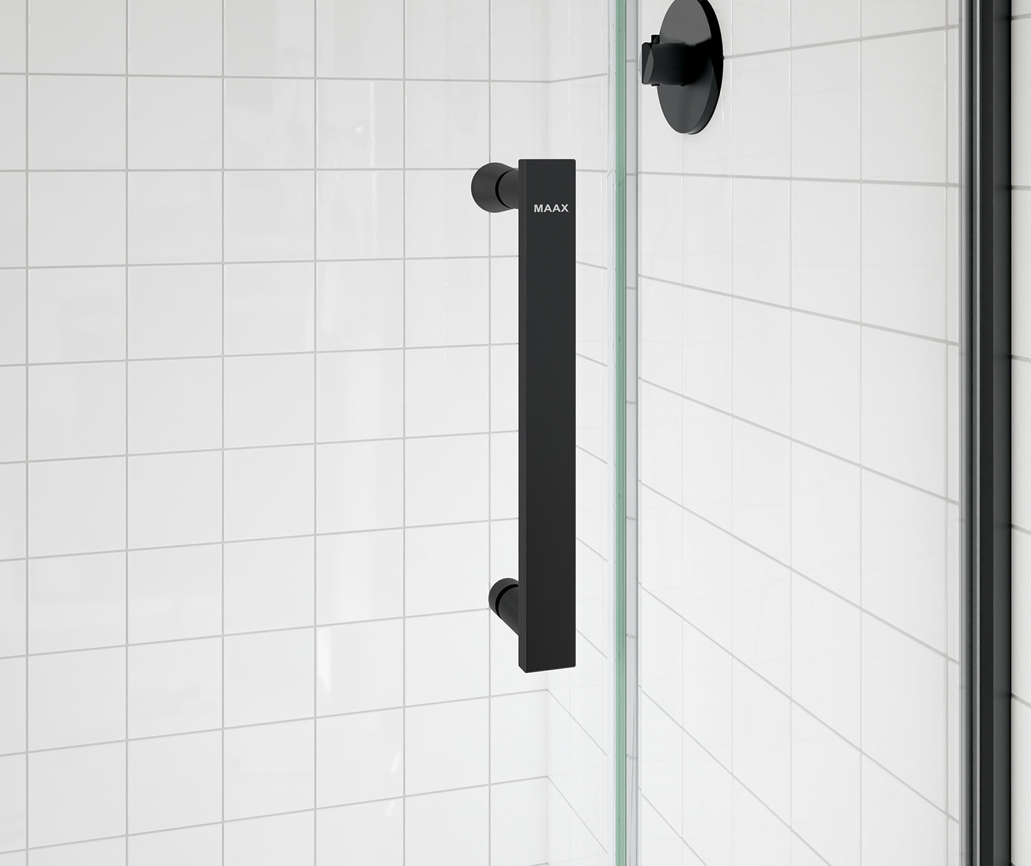 Maax Outback Round 36 x 36 x 75 5/8 in. 8mm Sliding Shower Door for Corner Installation with Clear glass in Matte Black 139410-900-340-001 - Plumbing Market