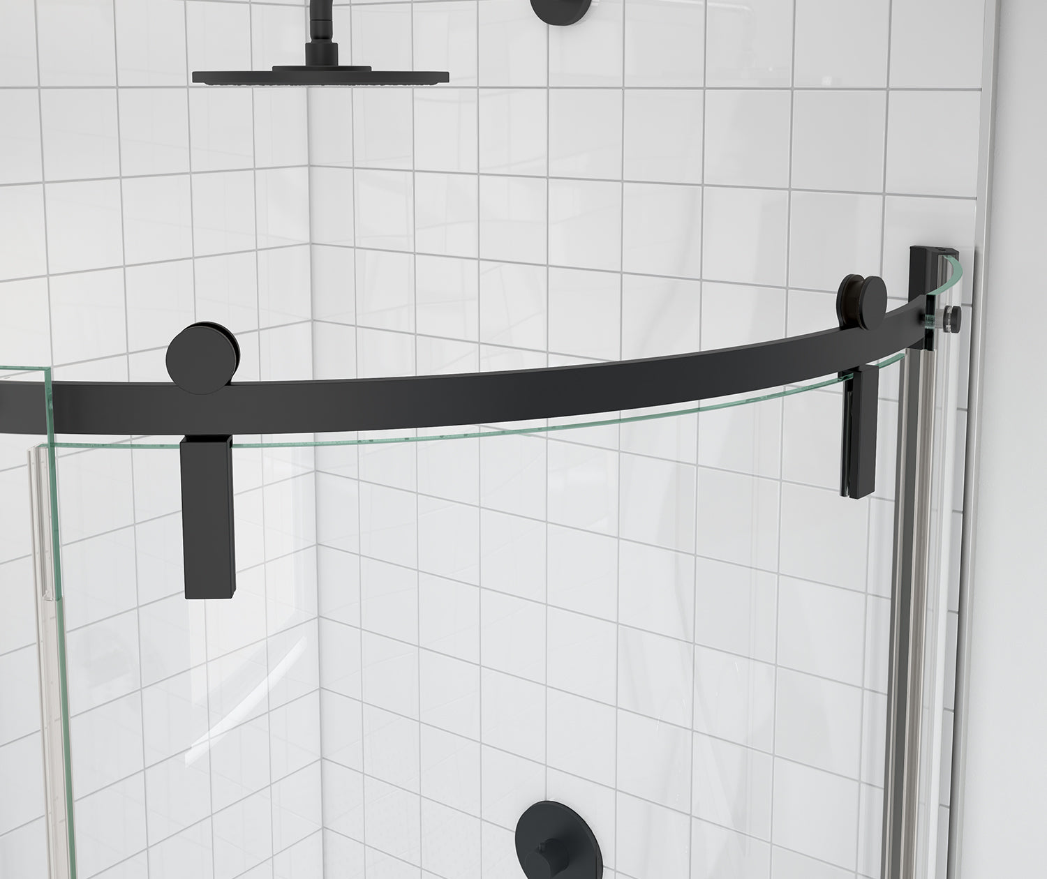 Maax Outback Round 36 x 36 x 75 5/8 in. 8mm Sliding Shower Door for Corner Installation with Clear glass in Matte Black 139410-900-340-001 - Plumbing Market