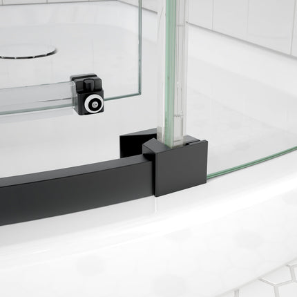Maax Outback Round 36 x 36 x 75 5/8 in. 8mm Sliding Shower Door for Corner Installation with Clear glass in Matte Black 139410-900-340-001 - Plumbing Market