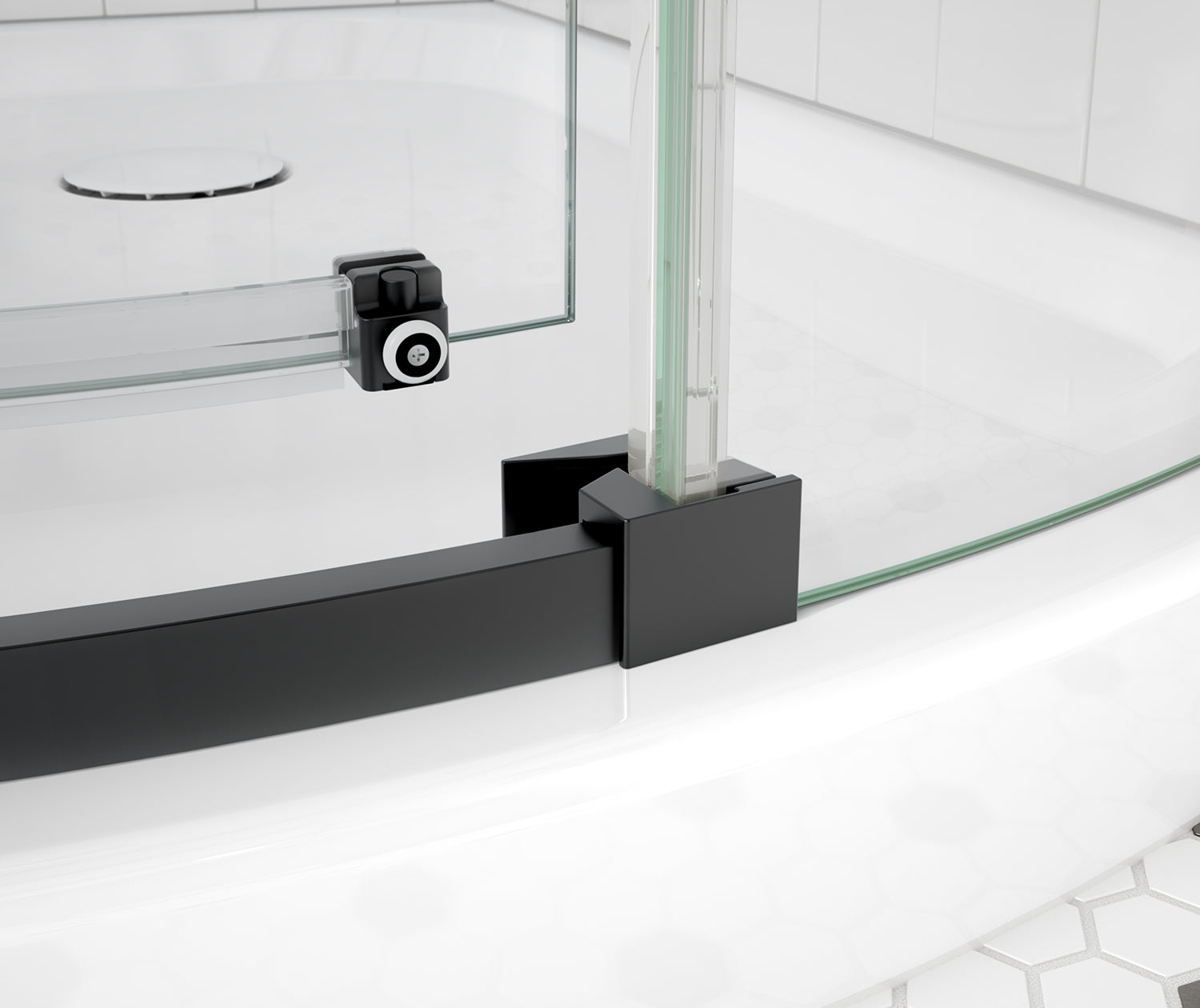 Maax Outback Round 36 x 36 x 75 5/8 in. 8mm Sliding Shower Door for Corner Installation with Clear glass in Matte Black 139410-900-340-001 - Plumbing Market