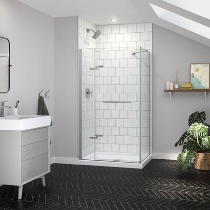 Reveal Sleek 71 38-41 x 71 1/2 in. 8mm Pivot Shower Door for Alcove Installation with Clear glass in Chrome - Plumbing Market