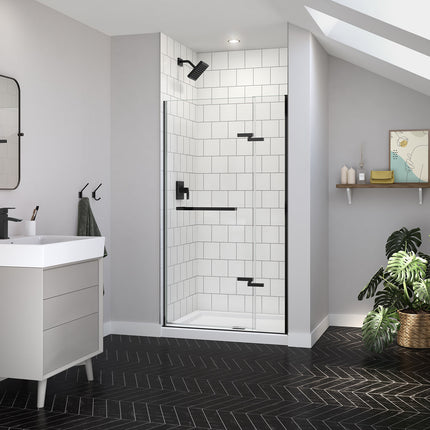 Reveal Sleek 71 38-41 x 71 1/2 in. 8mm Pivot Shower Door for Alcove Installation with Clear glass in Matte Black - Plumbing Market