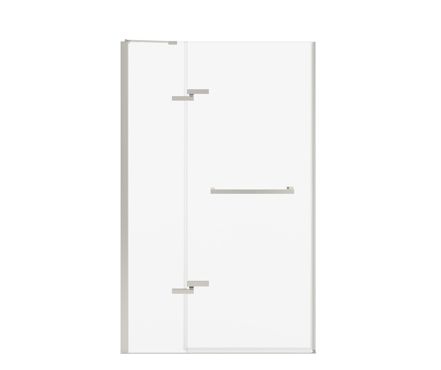 Reveal Sleek 71 41 1/2-44 1/2 x 71 1/2 in. 8mm Pivot Shower Door for Alcove Installation with Clear glass in Brushed Nickel - Plumbing Market