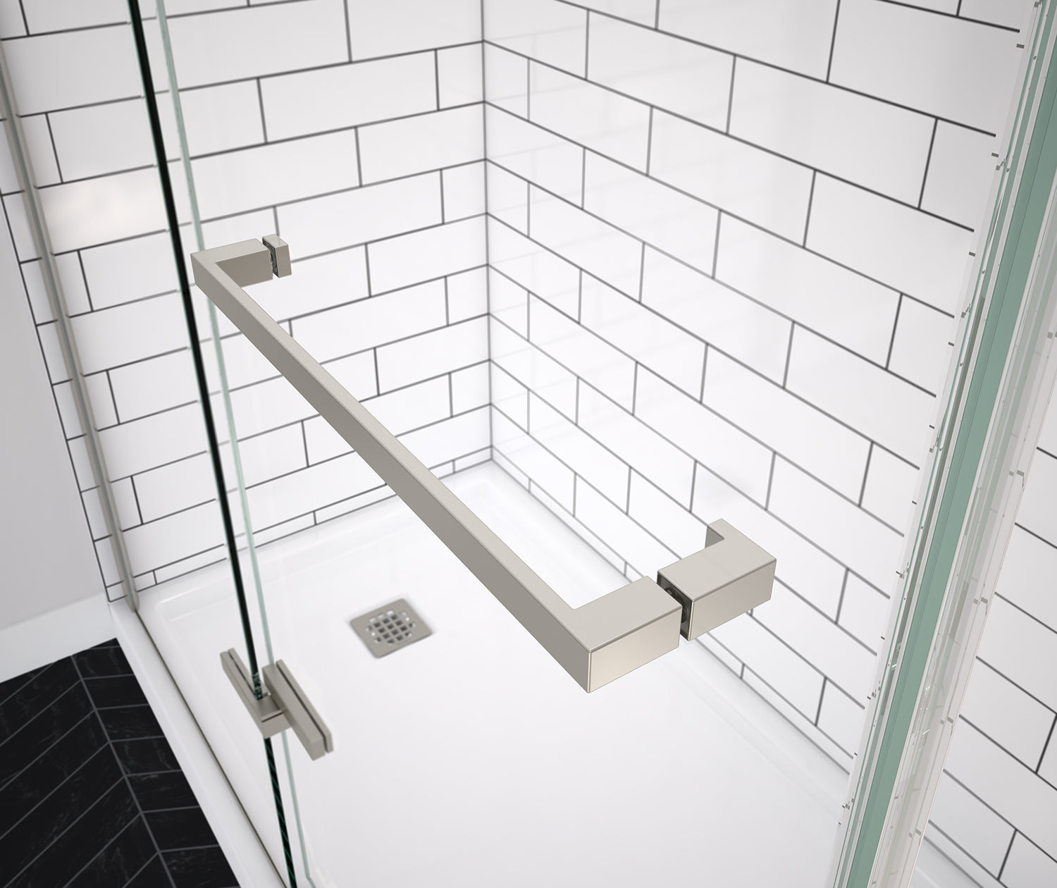 Reveal Sleek 71 44-47 x 71 1/2 in. 8mm Pivot Shower Door for Alcove Installation with Clear glass in Brushed Nickel - Plumbing Market