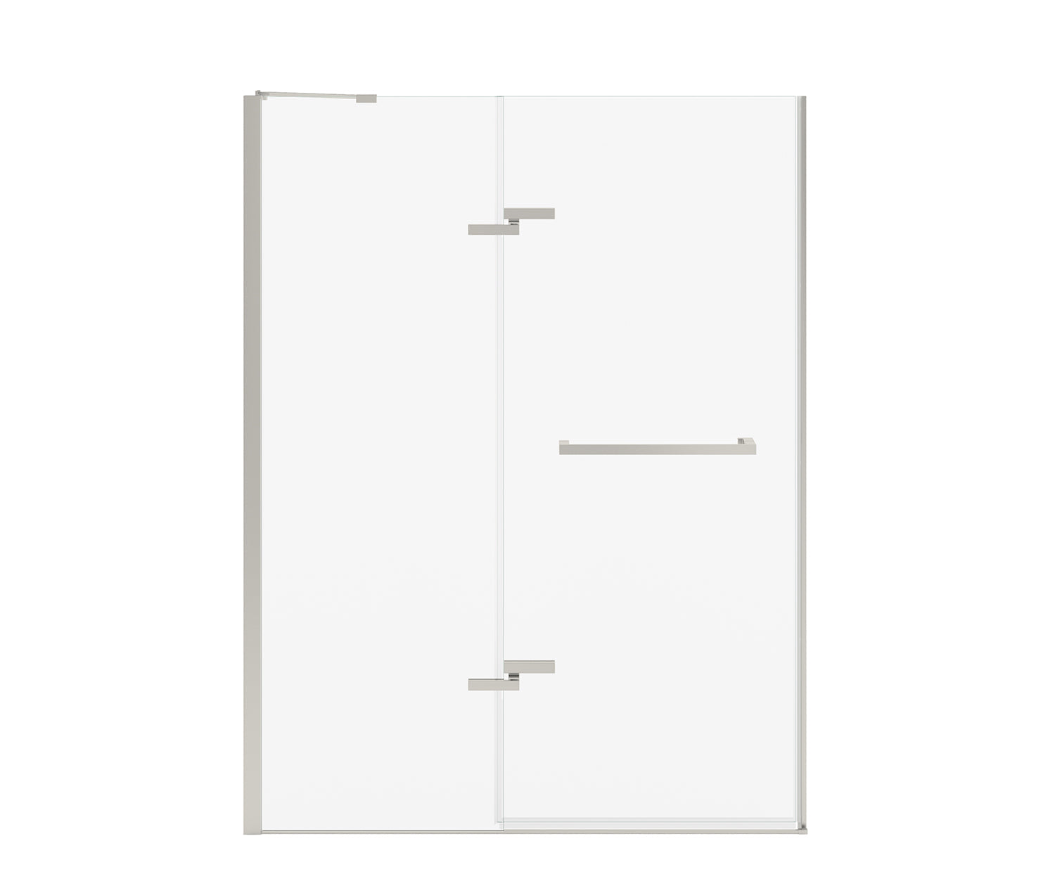 Reveal Sleek 71 51 1/2-54 1/2 x 71 1/2 in. 8mm Pivot Shower Door for Alcove Installation with Clear glass in Brushed Nickel - Plumbing Market