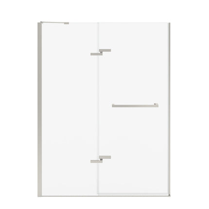 Reveal Sleek 71 51 1/2-54 1/2 x 71 1/2 in. 8mm Pivot Shower Door for Alcove Installation with Clear glass in Brushed Nickel - Plumbing Market