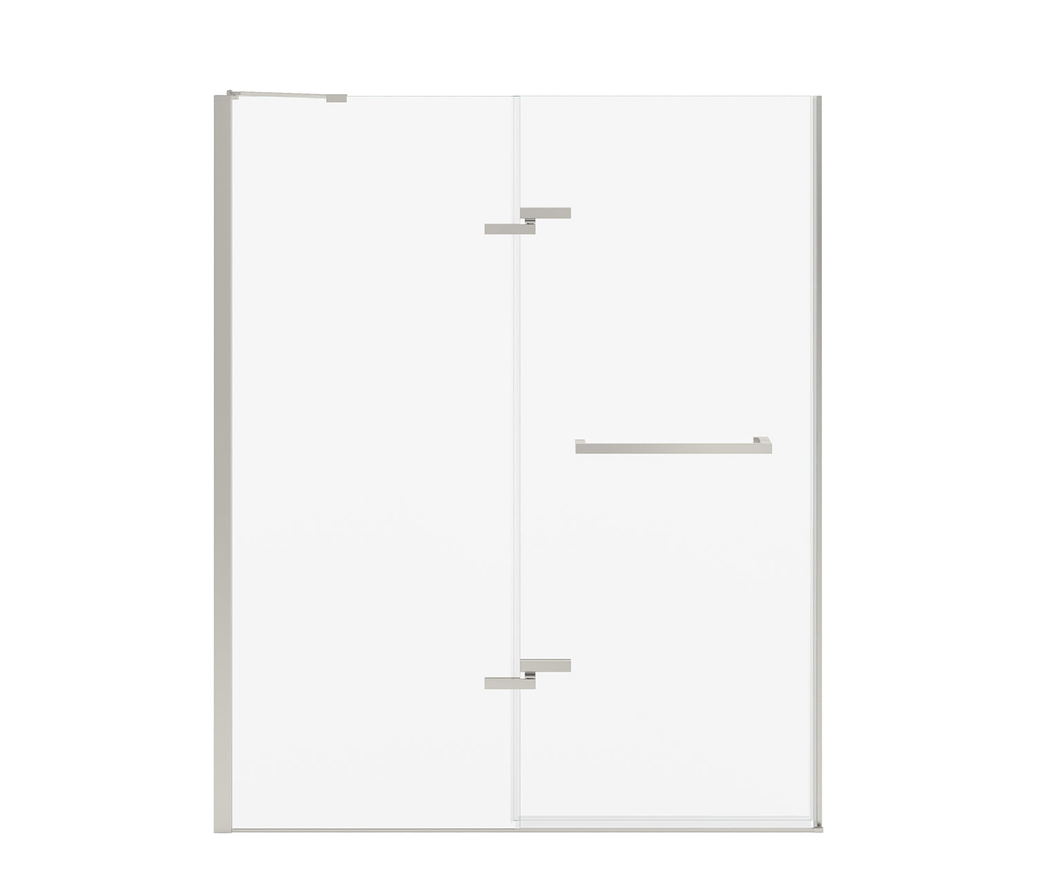 Reveal Sleek 71 56-59 x 71 1/2 in. 8mm Pivot Shower Door for Alcove Installation with Clear glass in Brushed Nickel - Plumbing Market