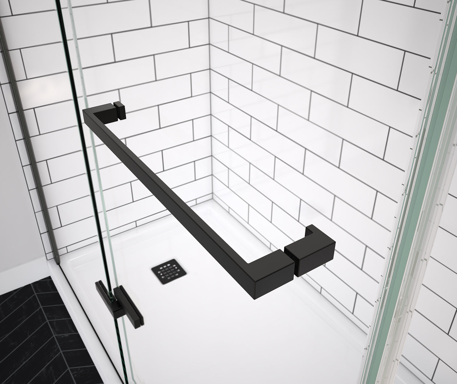 Reveal Sleek 71 56-59 x 71 1/2 in. 8mm Pivot Shower Door for Alcove Installation with Clear glass in Matte Black - Plumbing Market
