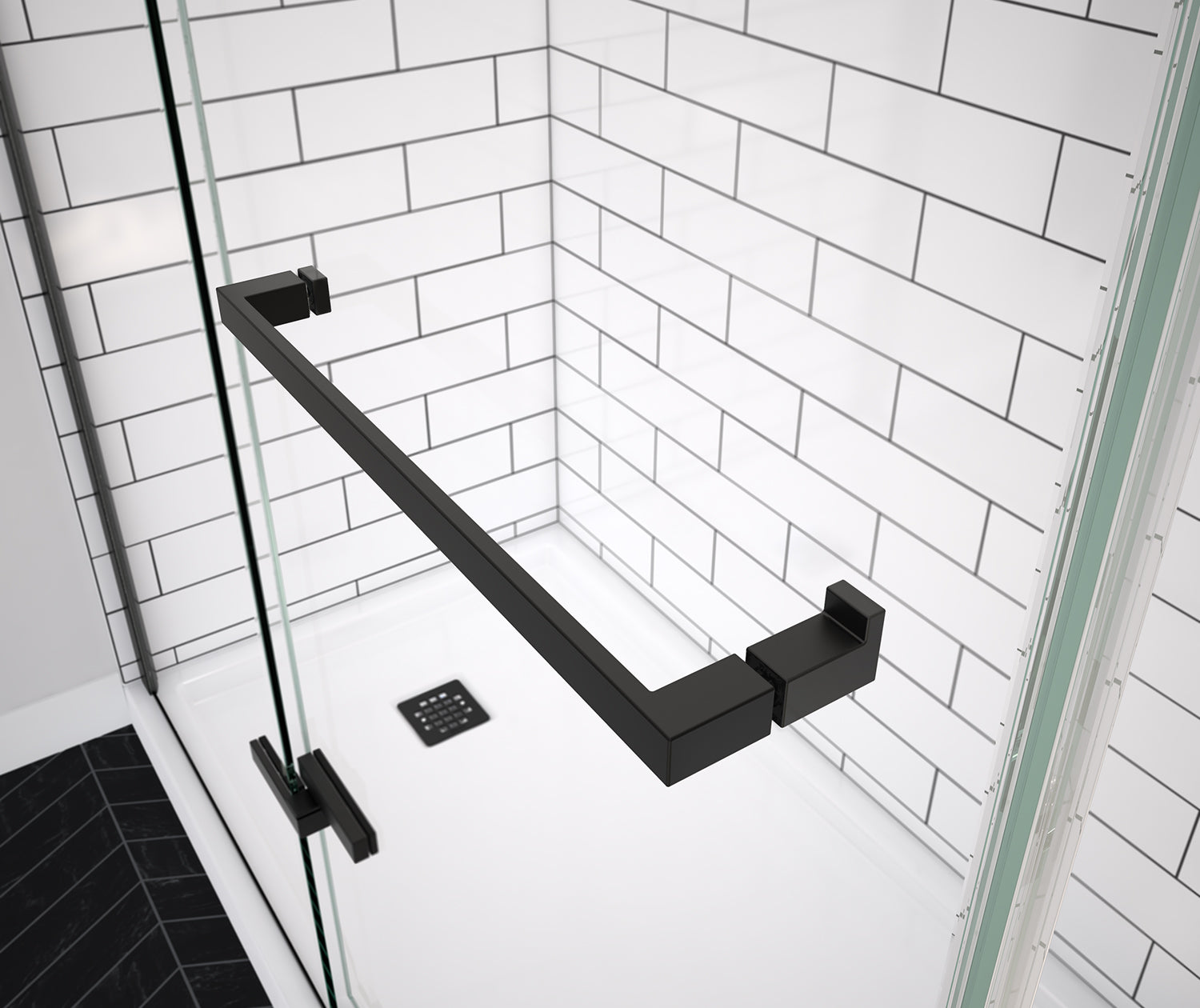 Reveal Sleek 71 56-59 x 71 1/2 in. 8mm Pivot Shower Door for Alcove Installation with Clear glass in Matte Black - Plumbing Market