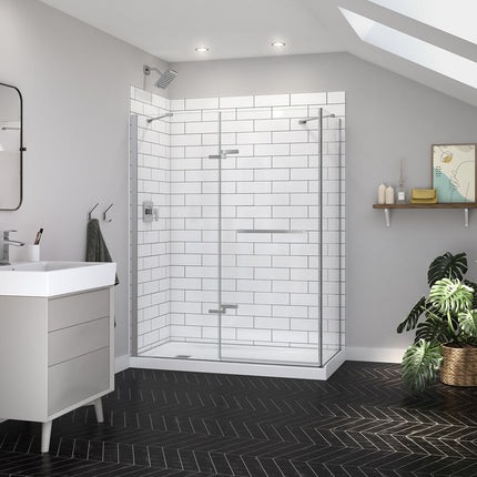 Reveal Sleek 71 Return Panel for 32 in. Base with Clear glass in Chrome - Plumbing Market