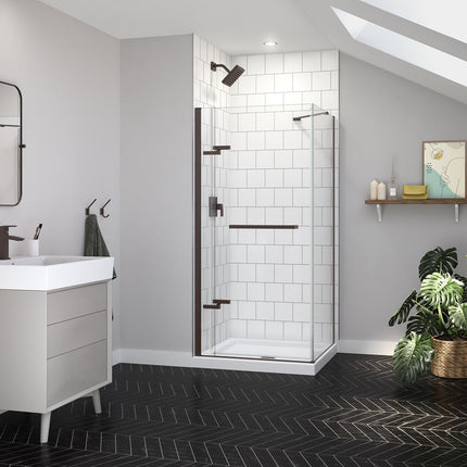 Reveal Sleek 71 Return Panel for 36 in. Base with Clear glass in Dark Bronze - Plumbing Market