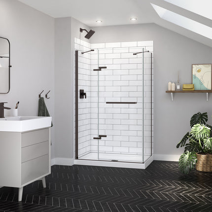 Reveal Sleek 71 Return Panel for 36 in. Base with Clear glass in Dark Bronze - Plumbing Market