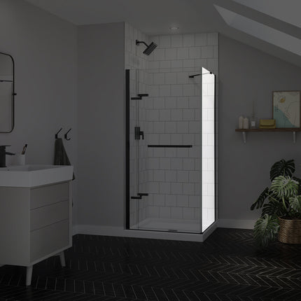 Reveal Sleek 71 Return Panel for 36 in. Base with Clear glass in Matte Black - Plumbing Market