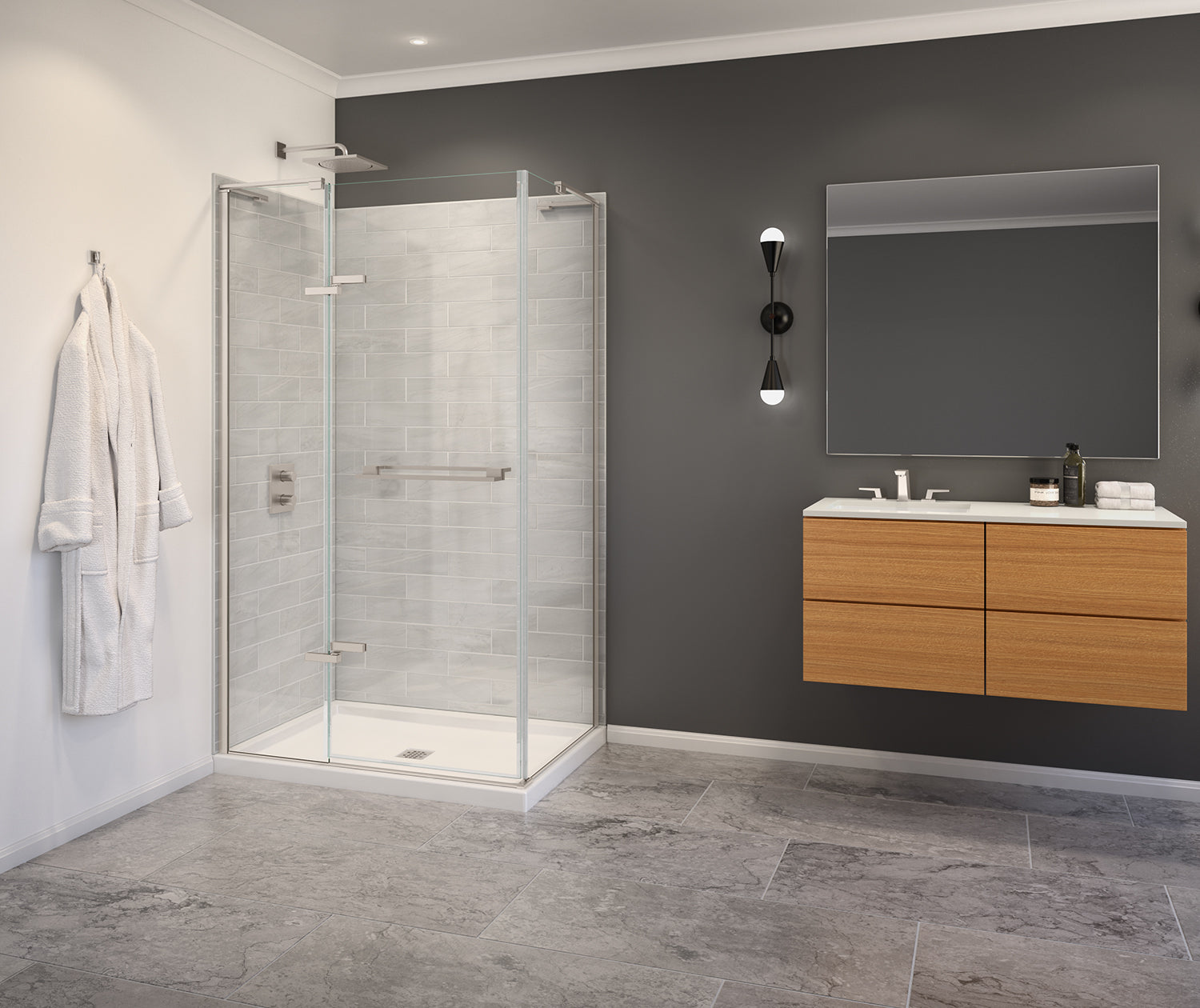 Capella 78 44-47 x 78 in. 8 mm Pivot Shower Door for Alcove Installation with GlassShield® glass in Brushed Nickel - Plumbing Market