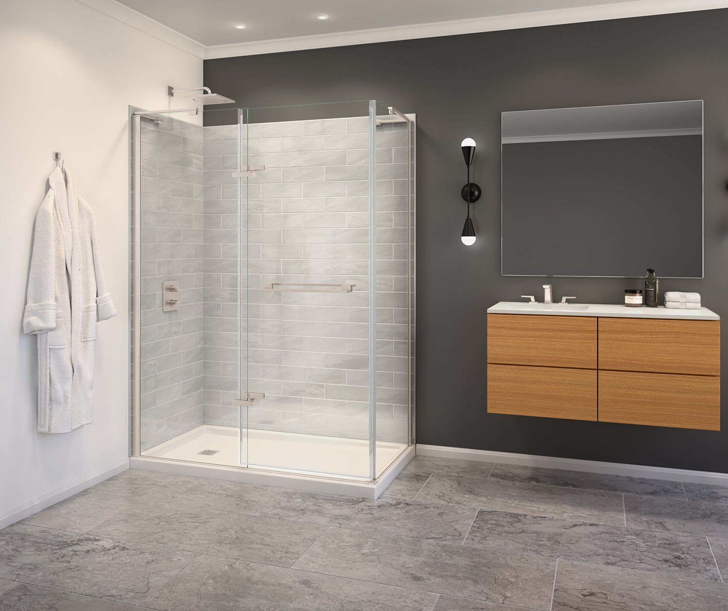 Capella 78 56-59 x 78 in. 8 mm Pivot Shower Door for Alcove Installation with GlassShield® glass in Brushed Nickel - Plumbing Market