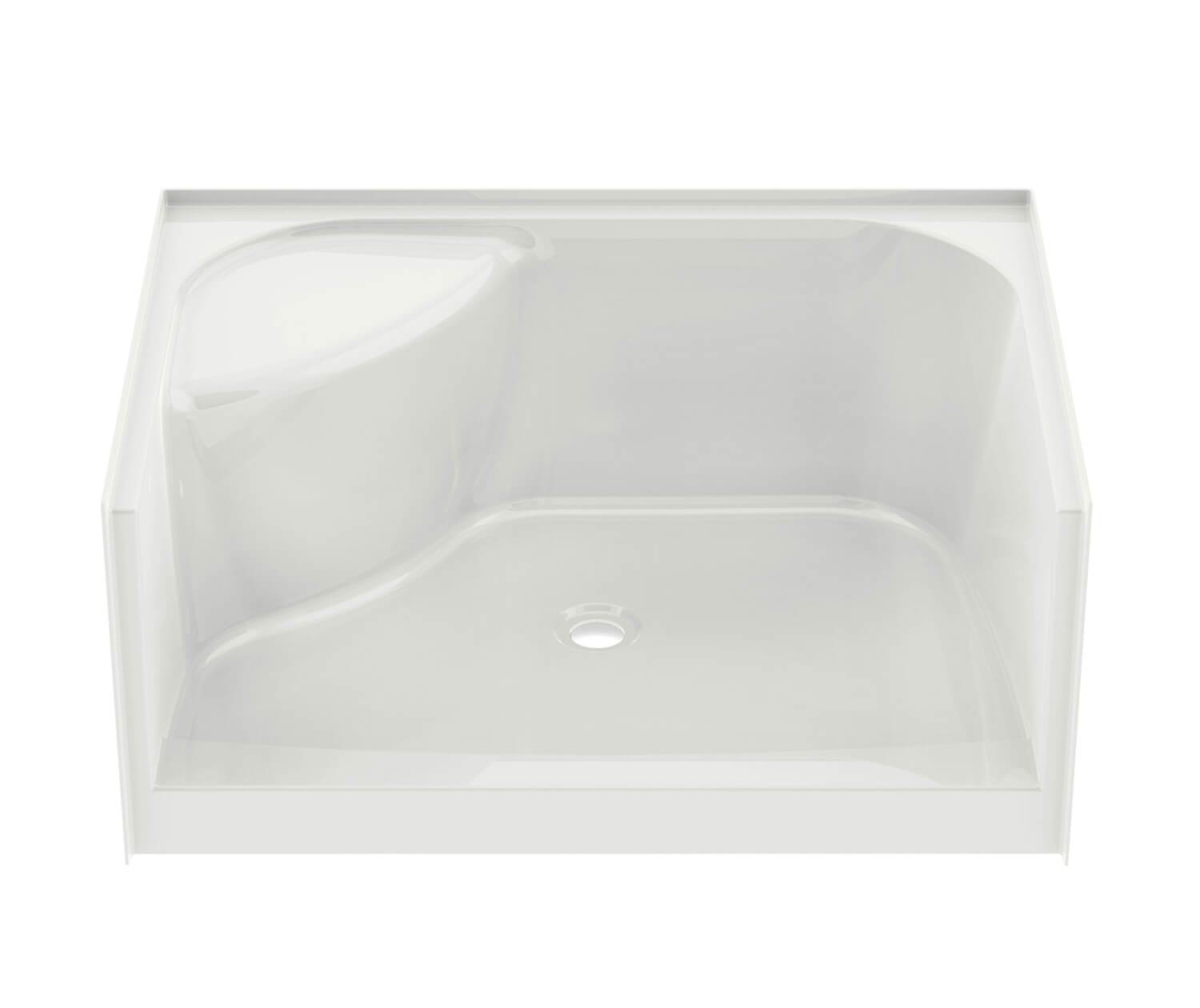 Essence Base 3448 AcrylX Alcove Shower Base with Center Drain in White - Plumbing Market