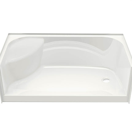 Essence base 3060 AcrylX Alcove Shower Base with Center Drain in White - Plumbing Market
